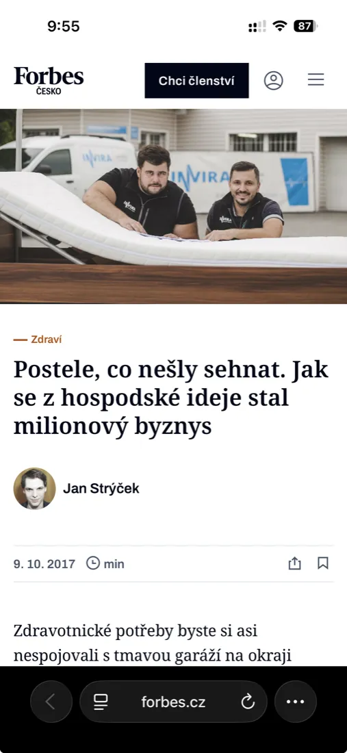 Článek o evobeds na Forbes.cz